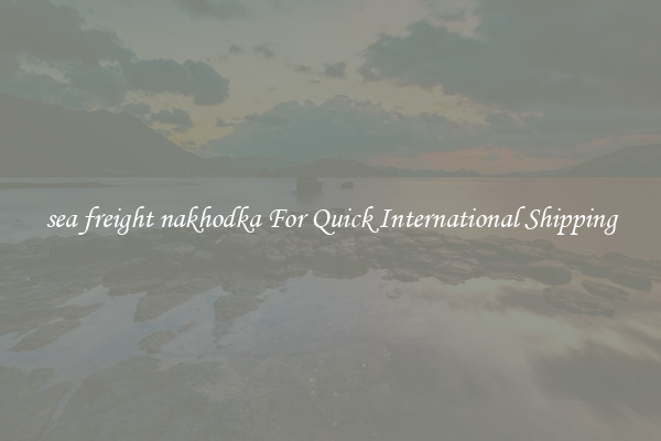 sea freight nakhodka For Quick International Shipping