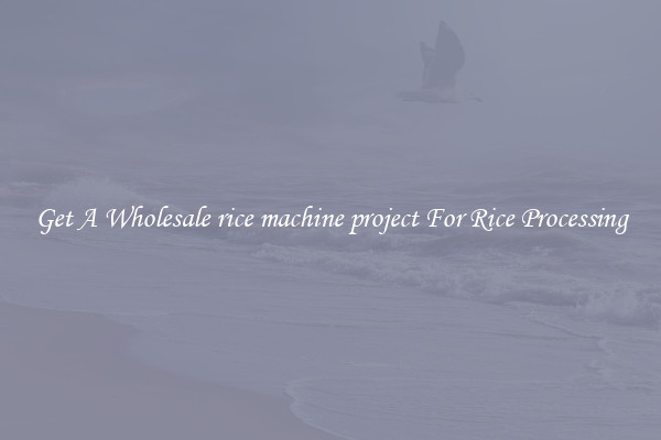Get A Wholesale rice machine project For Rice Processing