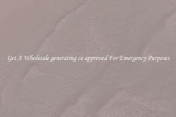 Get A Wholesale generating ce approved For Emergency Purposes