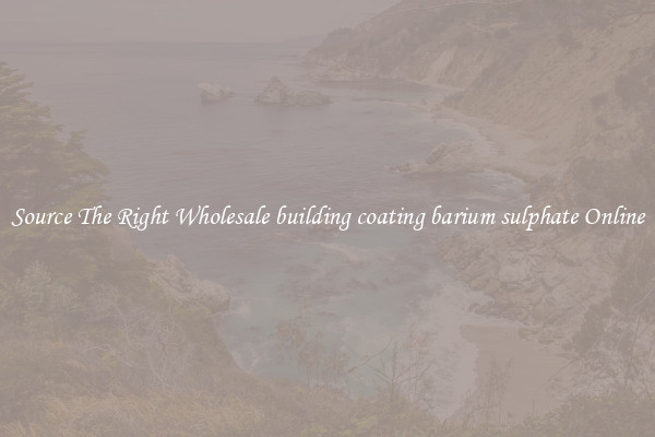 Source The Right Wholesale building coating barium sulphate Online