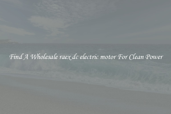 Find A Wholesale raex dc electric motor For Clean Power